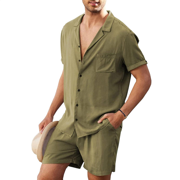 Mens Short Sets 2 Piece Botton Up Shirt and Shorts Outfits Lounge Matching Set for Vacation Beach Travel steadfast