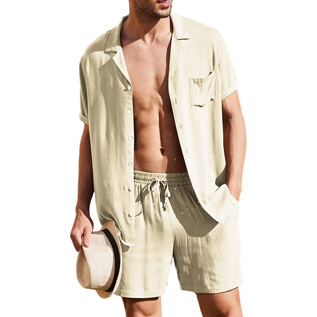 Mens Short Sets 2 Piece Botton Up Shirt and Shorts Outfits Lounge Matching Set for Vacation Beach Travel steadfast
