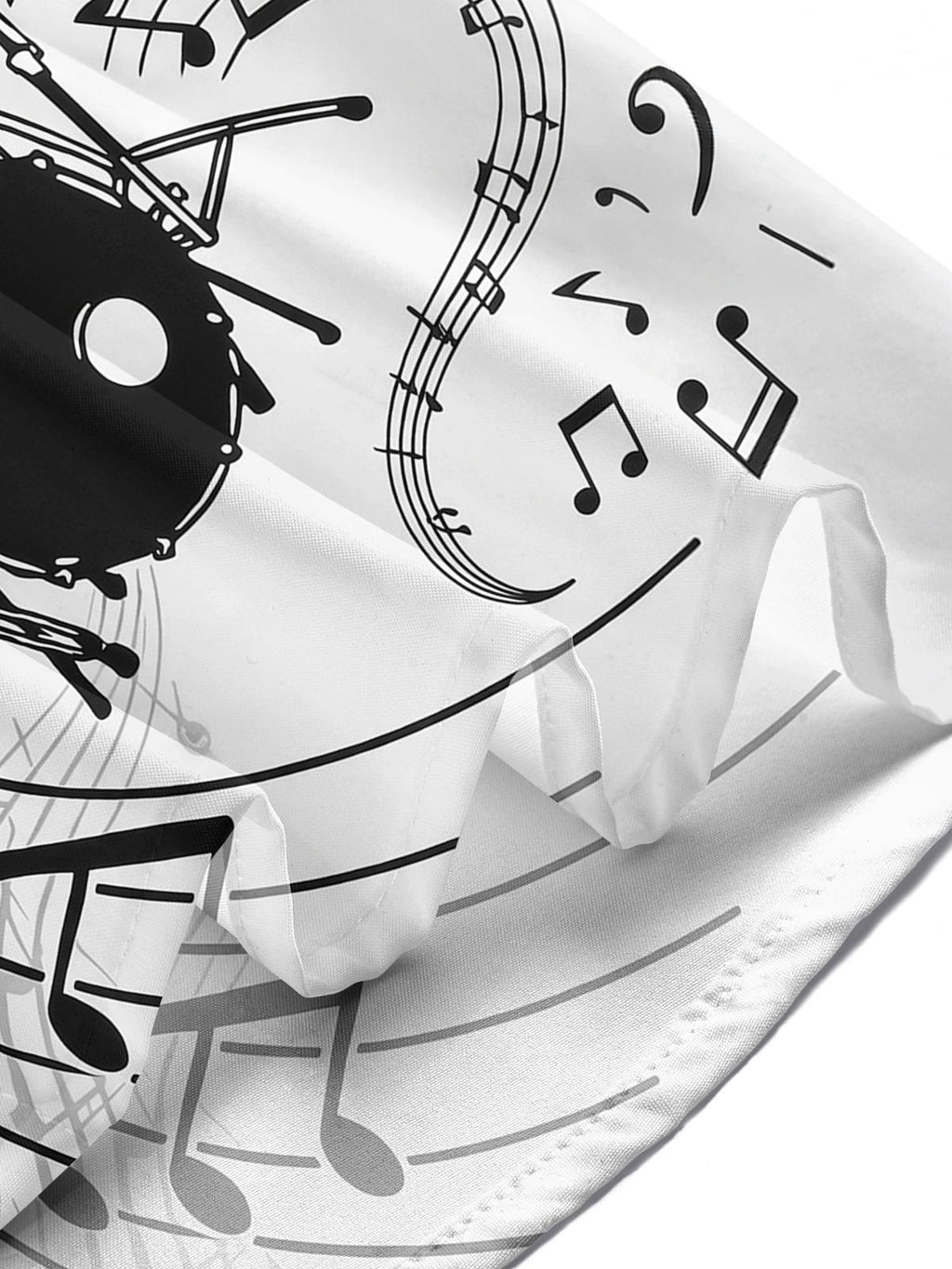 Drum Set Note Print Men's Pocket Short Sleeve Shirts