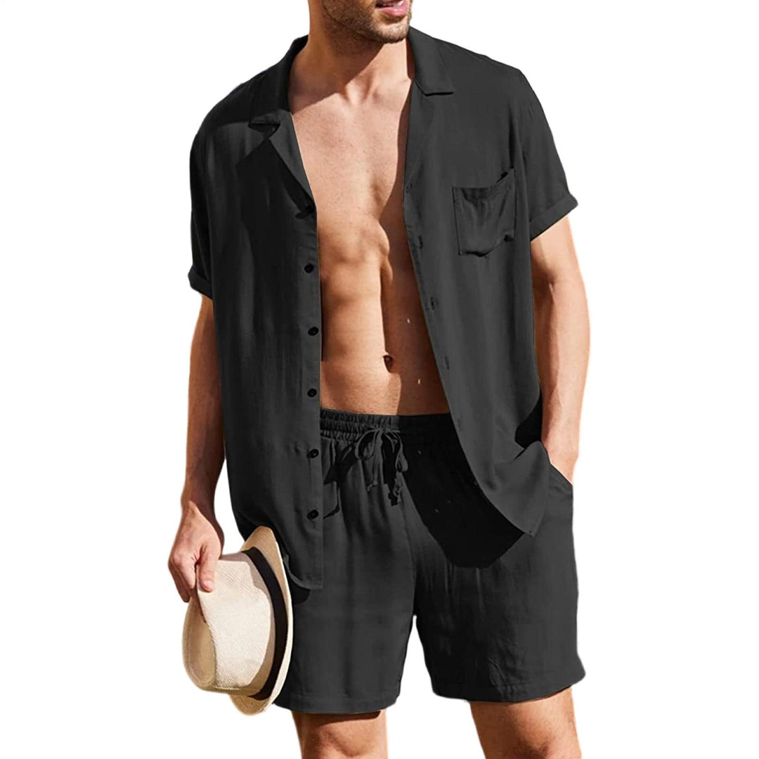 Mens Short Sets 2 Piece Botton Up Shirt and Shorts Outfits Lounge Matching Set for Vacation Beach Travel steadfast