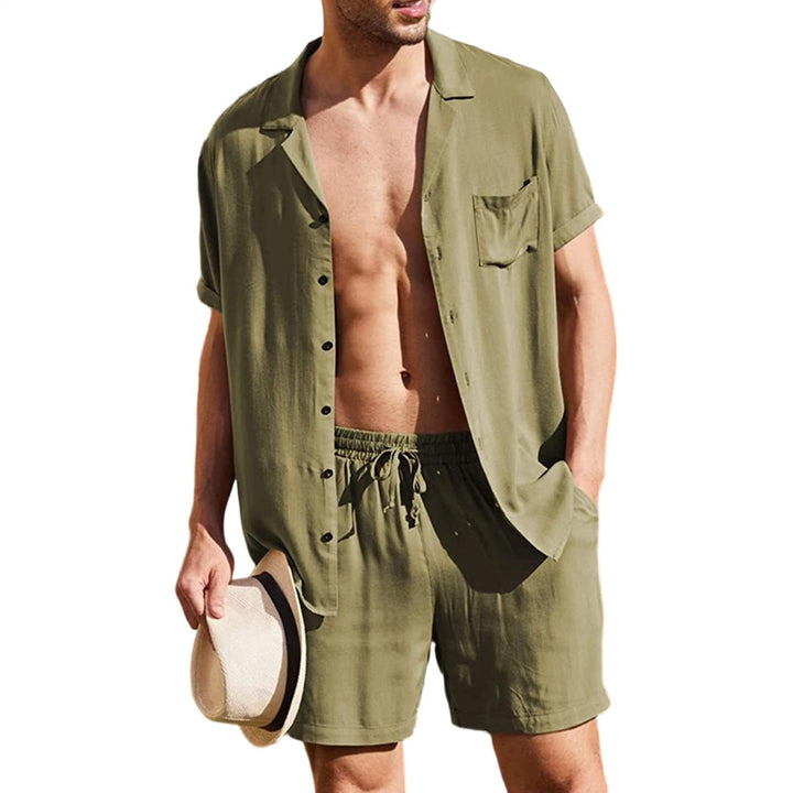 Mens Short Sets 2 Piece Botton Up Shirt and Shorts Outfits Lounge Matching Set for Vacation Beach Travel steadfast