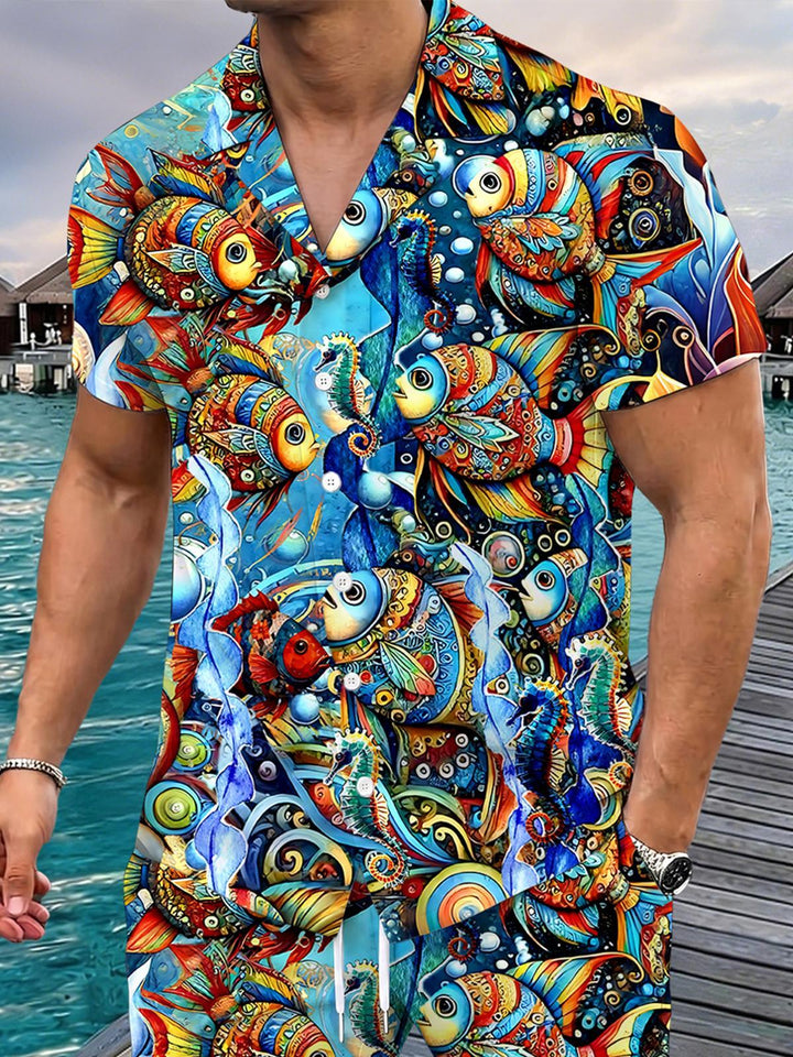 Hawaiian Fish Men's Pocket Short Sleeve Set