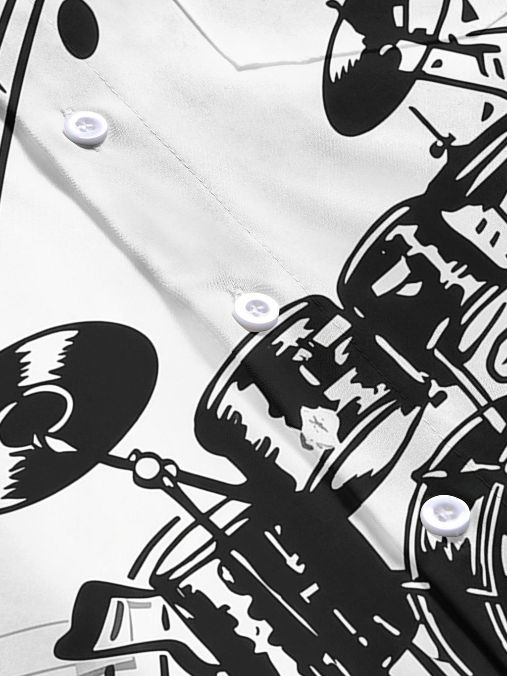 Drum Set Note Print Men's Pocket Short Sleeve Shirts