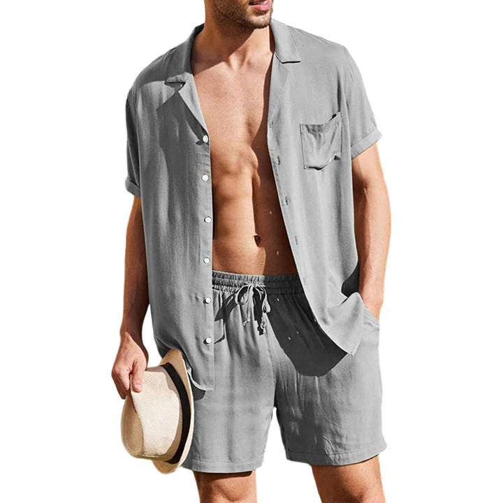 Mens Short Sets 2 Piece Botton Up Shirt and Shorts Outfits Lounge Matching Set for Vacation Beach Travel steadfast