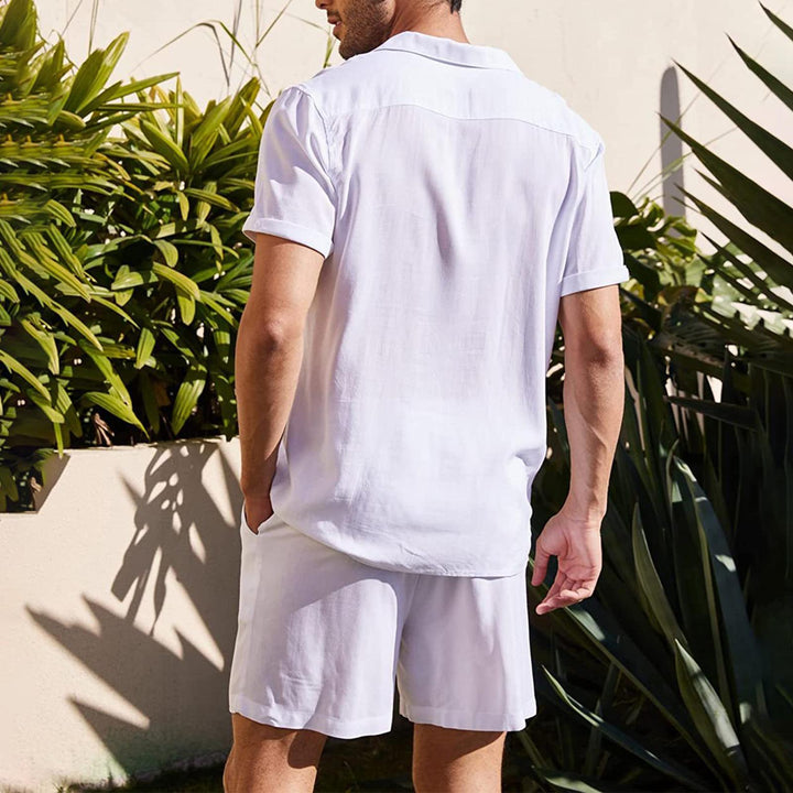 Mens Short Sets 2 Piece Botton Up Shirt and Shorts Outfits Lounge Matching Set for Vacation Beach Travel steadfast
