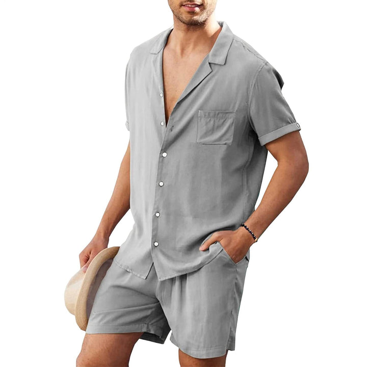 Mens Short Sets 2 Piece Botton Up Shirt and Shorts Outfits Lounge Matching Set for Vacation Beach Travel steadfast