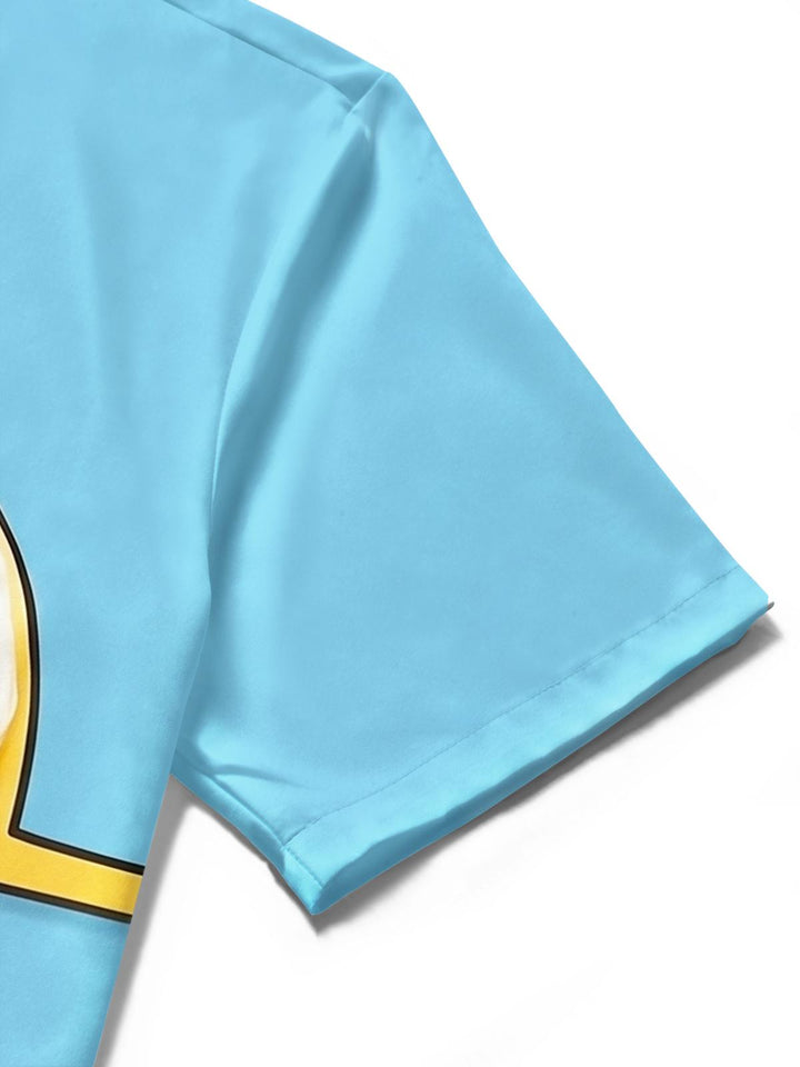 Funny Fried Egg Pizza Print Men's Pocket Short Sleeve Shirts