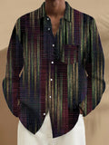 Oceanlyte Men's Abstract Textured Vertical Stripe Print Long Sleeve Button Down Shirt with Chest Pocket