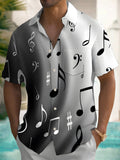 Oceanlyte Men's Graphic Musical Notes Gradient Print Short Sleeve Button Down Shirt with Chest Pocket
