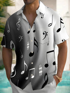 Oceanlyte Men's Graphic Musical Notes Gradient Print Short Sleeve Button Down Shirt with Chest Pocket