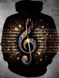 Oceanlyte Men's Musical Treble Clef Print Long Sleeve Hoodie