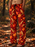 Oceanlyte Men's Autumn Maple Leaves Wheat Acorns And Red Berries Print Pants