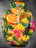 Oceanlyte Men's Tropical Fruits And Palm Leaves Print Long Sleeve Hoodie