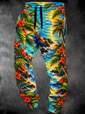 Oceanlyte Men's Hawaiian Hawaiian Palm Tree And Sunset Beach Scene Print Pants