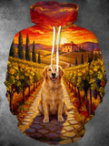 Oceanlyte Men's Golden Retriever Dog In Vineyard Print Long Sleeve Hoodie