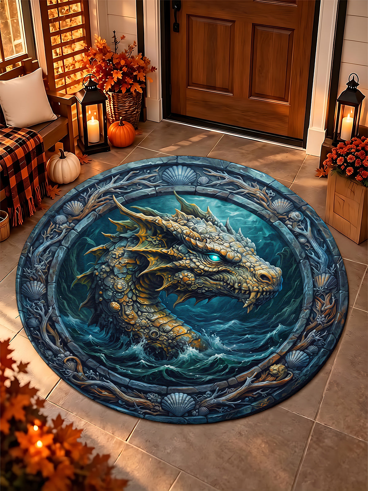Oceanlyte Deep Sea Dragon Round Decorative Pattern Round Area Rug