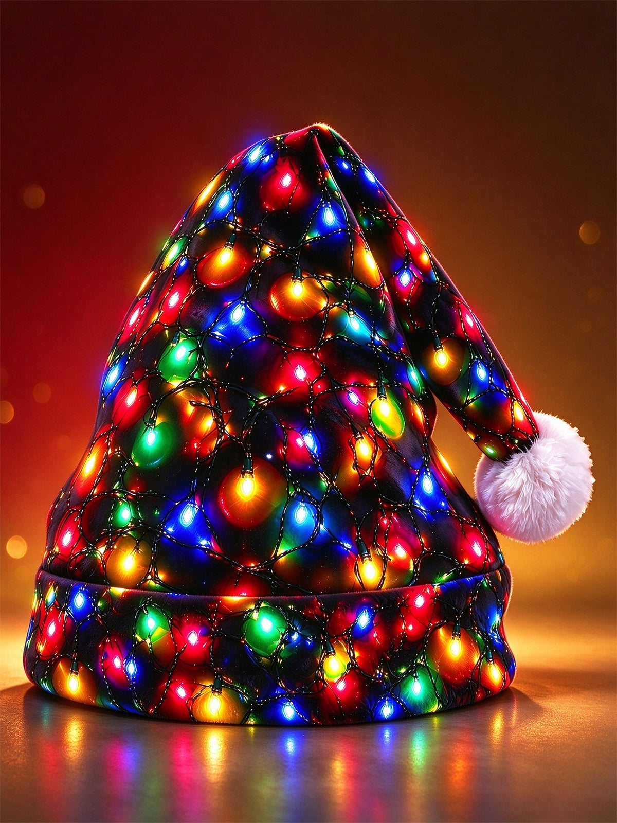 Oceanlyte Men's Colorful Christmas Lights And Santa Hat Print Hat