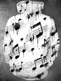Oceanlyte Men's Long Sleeve Hoodie - Musical Notes And Staves With Ink Splatters Print
