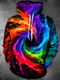 Oceanlyte Men's Abstract Colorful Swirl And Splash Print Long Sleeve Hoodie