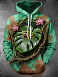 Oceanlyte Men's Rainforest Tree Frog On Monstera Leaf Print Long Sleeve Hoodie