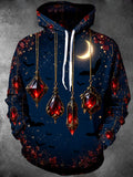 Oceanlyte Men's Hoodie - Halloween Hanging Ruby Pendants And Bats Print