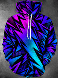 Oceanlyte Men's Long Sleeve Hoodie - Geometric Lightning Bolts And Halftone Dots Print