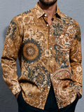 Oceanlyte Men's Paisley And Floral Medallion Print Long Sleeve Shirt with Chest Pocket