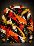 Oceanlyte Men's Long Sleeve Sweatshirt - Abstract Geometric Brushstrokes And Splatters Print