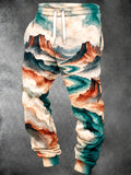 Oceanlyte Men's Patterned Abstract Landscape Mountains And Clouds Print Pants