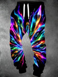 Oceanlyte Men's Abstract Colorful Crystal And Neon Light Fractures Print Pants