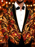 Oceanlyte Men's Long Sleeve Shirt - Thanksgiving Harvest Cornucopia With Wheat And Acorns Print with Chest Pocket