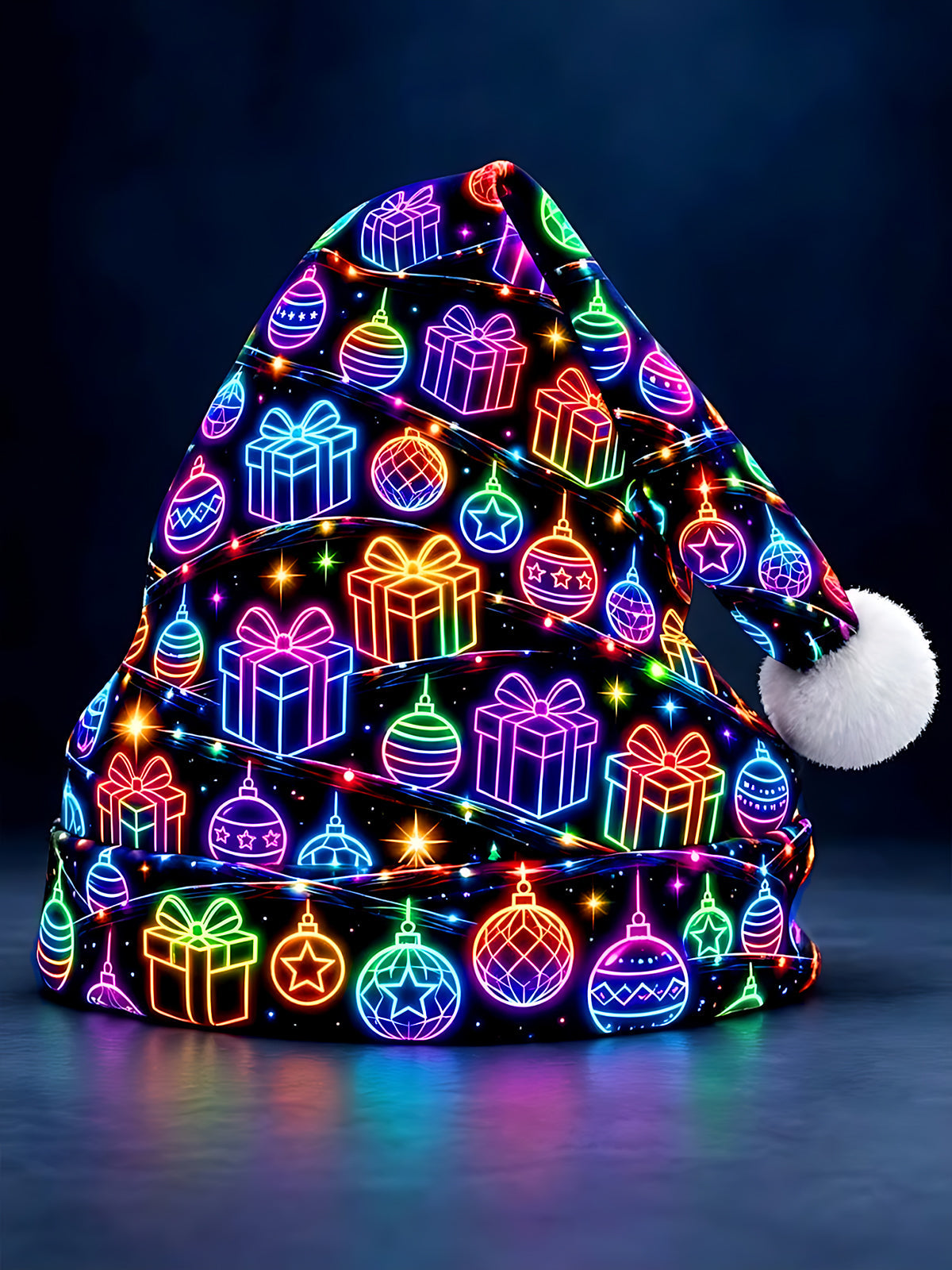Oceanlyte Men's Graphic Neon Christmas Ornaments And Gift Boxes Print Hat