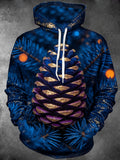 Oceanlyte Men's Long Sleeve Hoodie - Christmas Pinecone With Gold Glitter And Pine Branches Print