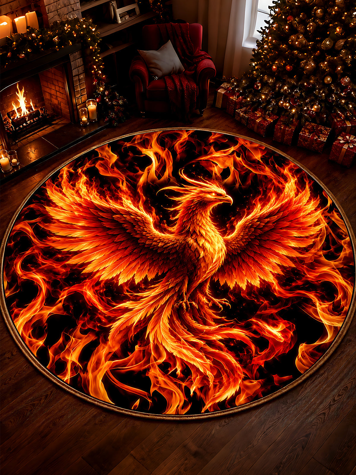 Oceanlyte Flame Phoenix Round Area Rug