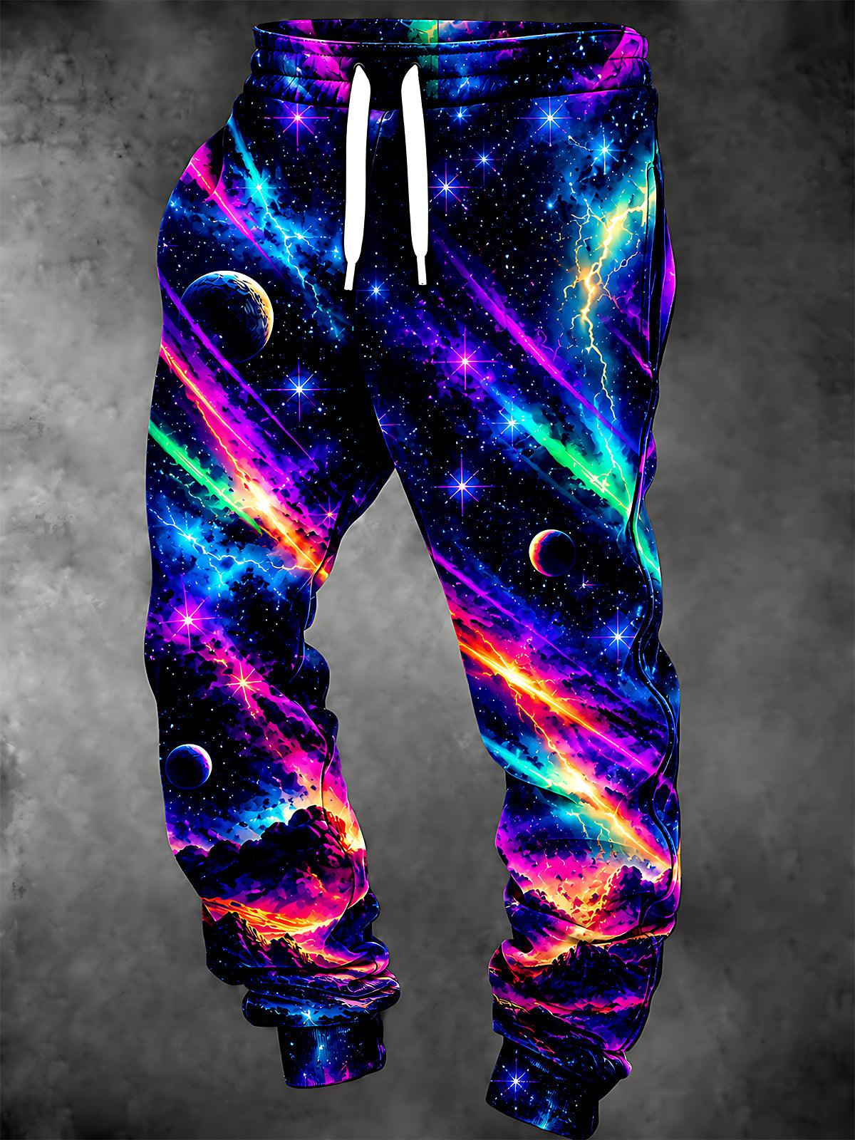 Oceanlyte Men's 3D Galaxy Space With Planets And Lightning Print Pants