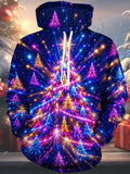 Oceanlyte Men's Neon Christmas Trees And Starbursts Print Long Sleeve Hoodie