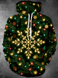 Oceanlyte Men's Printed Christmas Lights Snowflake Print Long Sleeve Hoodie