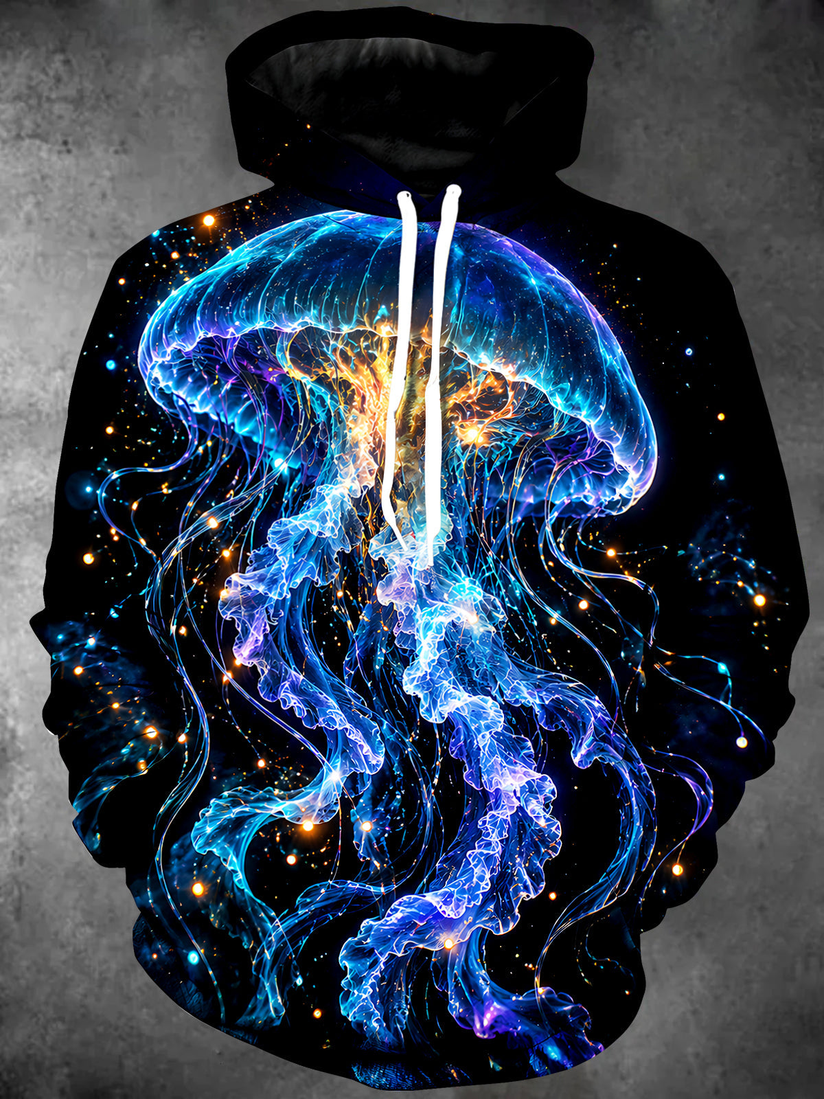 Oceanlyte Men's Graphic Bioluminescent Jellyfish Print Long Sleeve Hoodie