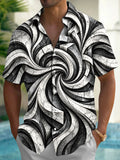 Oceanlyte Men's 3D Abstract 3D Swirling Marble Pattern Short Sleeve Shirt with Chest Pocket