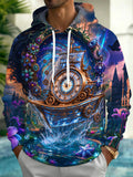 Oceanlyte Men's Steampunk Clockwork Sailing Boat Print Long Sleeve Hoodie
