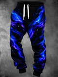 Oceanlyte Men's 3D Abstract Blue And Purple Swirls Print Pants