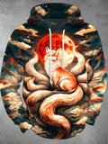 Oceanlyte Men's Graphic Nine Tailed Fox Print Long Sleeve Hoodie