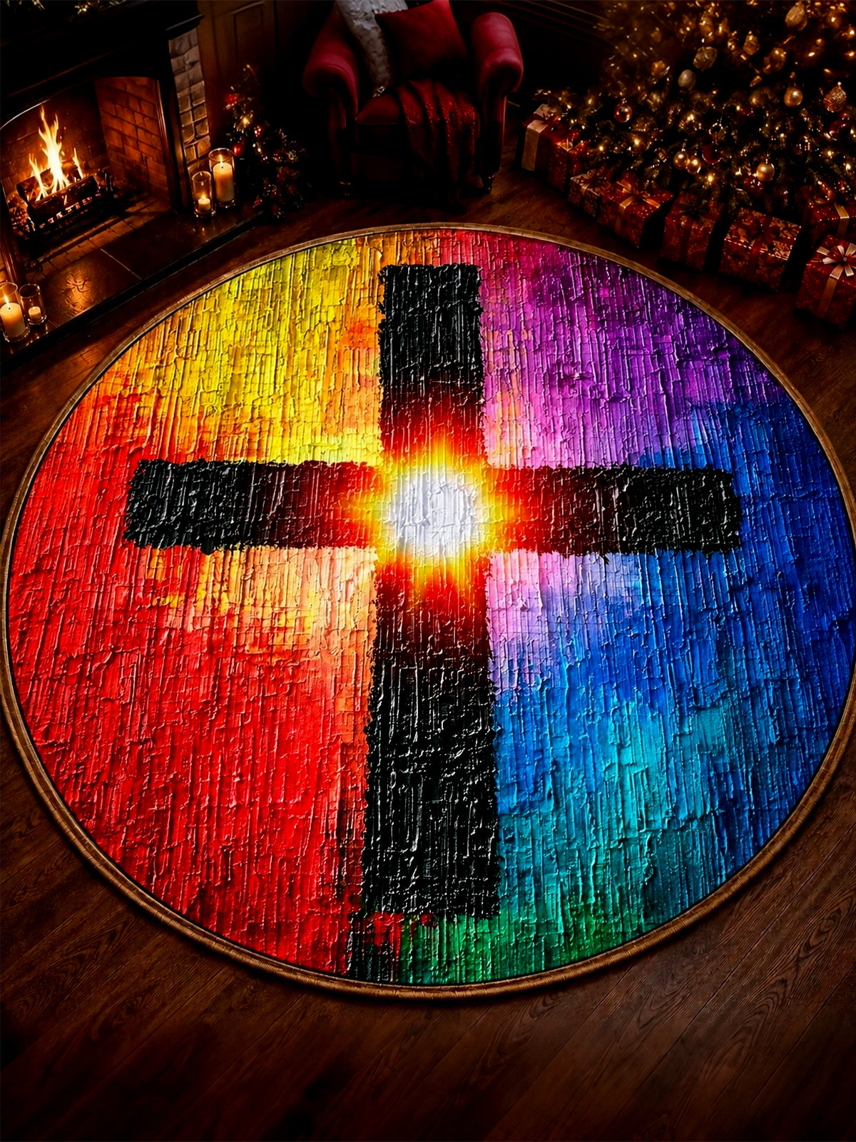 Oceanlyte Religious cross Round Area Rug