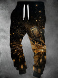 Oceanlyte Men's Graphic Playing Cards And Gold Liquid Splash Print Pants