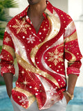 Oceanlyte Men's Abstract Snowflakes And Gold Swirls Print Long Sleeve Shirt with Chest Pocket