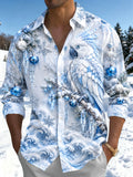 Oceanlyte Men's Graphic Winter Snowflake Parrot Print Long Sleeve Shirt with Chest Pocket