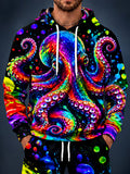 Oceanlyte Men's Graphic Tie Dye Octopus Print Long Sleeve Hoodie