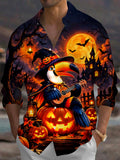 Oceanlyte Men's Graphic Halloween Toucan Print Long Sleeve Shirt with Chest Pocket