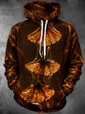 Oceanlyte Men's Graphic Ginkgo Leaves Print Long Sleeve Hoodie