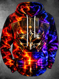 Oceanlyte Men's Graphic Fantasy Mask And Tarot Cards Print Long Sleeve Hoodie